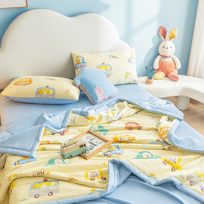 91家纺网 家纺一手货源 找家纺 暖阳 【同款地板价】2025年新款全棉印花棉花夏被四件套被子被芯 汽车乐园