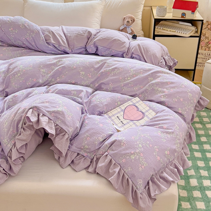 91家纺网 家纺一手货源 找家纺 纽缦家纺 2025新款云感提花双层纱韩版被套 恋如青柠香