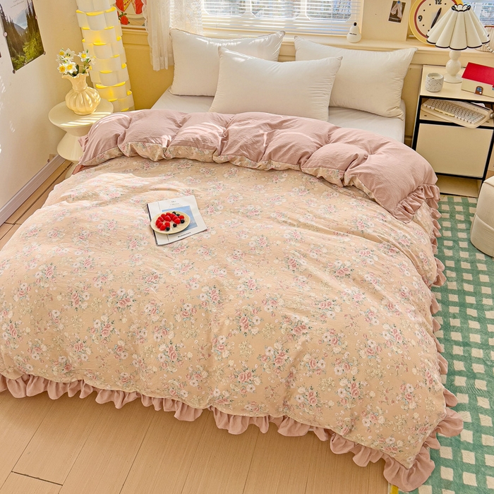 91家纺网 家纺一手货源 找家纺 纽缦家纺 2025新款云感提花双层纱韩版被套 爱如星辰