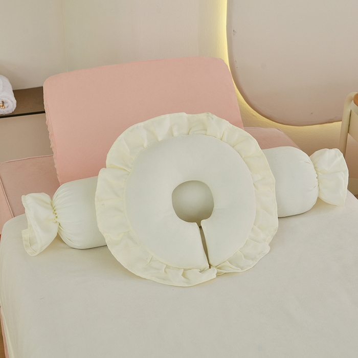 91家纺网 家纺一手货源 找家纺 不打烊家纺 2025新款贡缎绣花熊猫系列美容床罩 米白色拼玉色