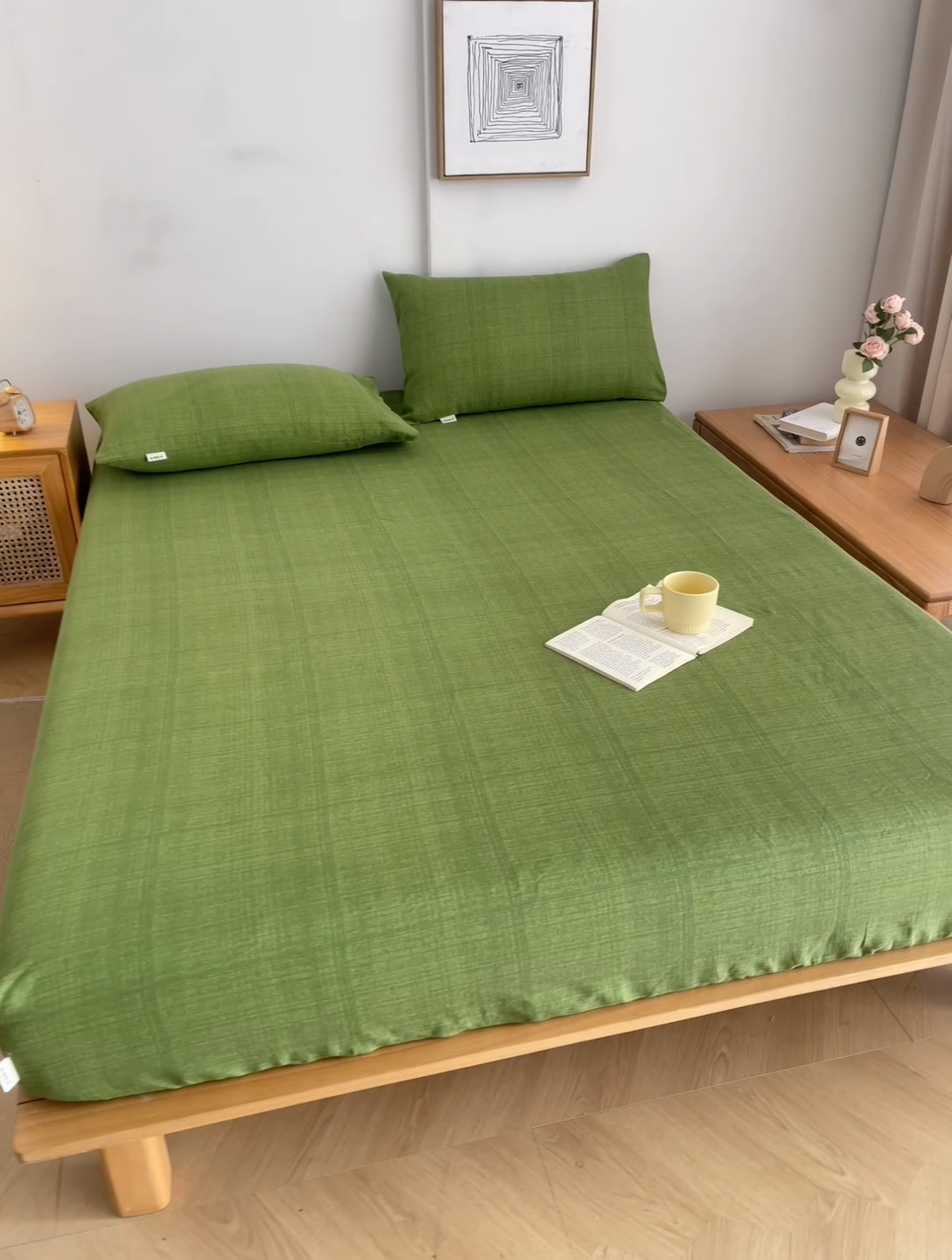 91家纺网 家纺一手货源 找家纺 首爱2025新款原棉老粗布床笠支持特殊规格定制 常年不断货 大批量供应  嫩緑