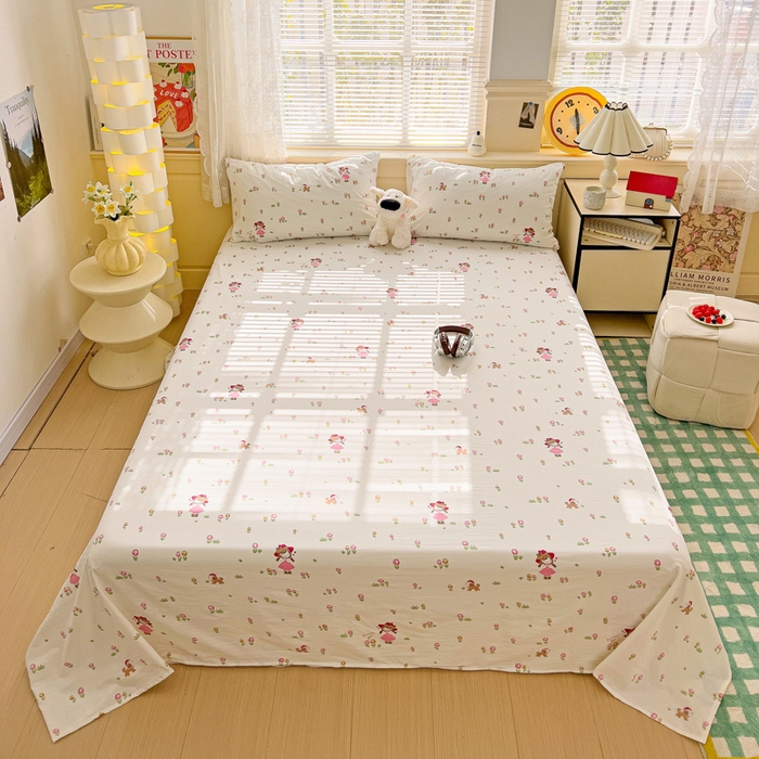 91家纺网 家纺一手货源 找家纺 纽缦家纺 2025新款云感提花双层纱床单 蜜糖之恋