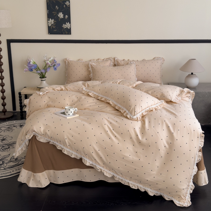 91家纺网 家纺一手货源 找家纺 可思家纺2025新款可思-韩版双层纱四件套 若拉