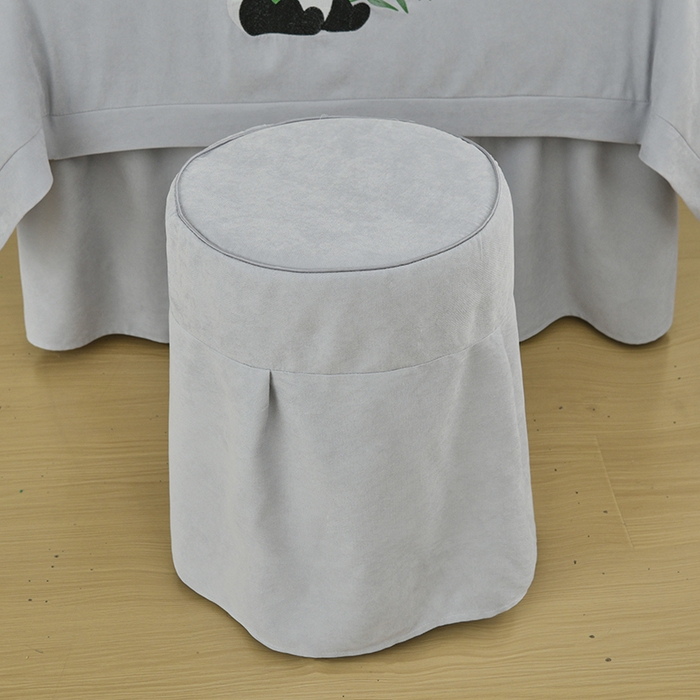 91家纺网 家纺一手货源 找家纺 不打烊家纺 2025新款贡缎绣花熊猫系列美容床罩 灰色