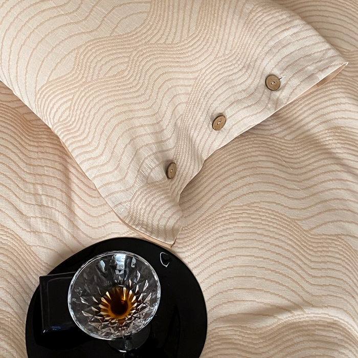 91家纺网 家纺一手货源 找家纺 旷野 2025新款全棉色织提花四件套 听潮-奶咖