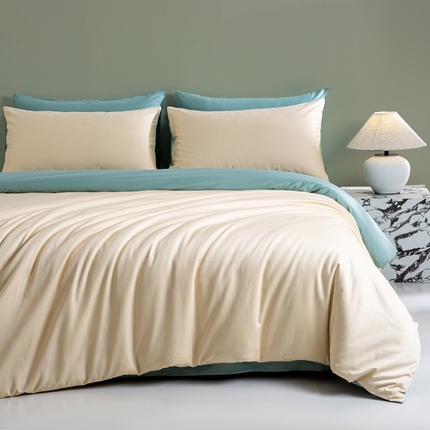 91家纺网 家纺一手货源 找家纺 （总）沃尔居 2025新款全棉长绒棉四件套纯色贡缎纯棉被套床笠款三件套