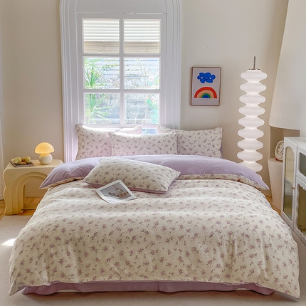 91家纺网 家纺一手货源 找家纺 富缦庭2025新款A类针织双层纱四件套春意花开