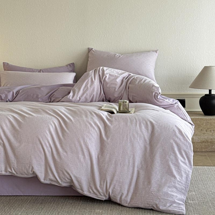 91家纺网 家纺一手货源 找家纺 ab家纺 2025新款小碎花三层纱 波尔卡-紫