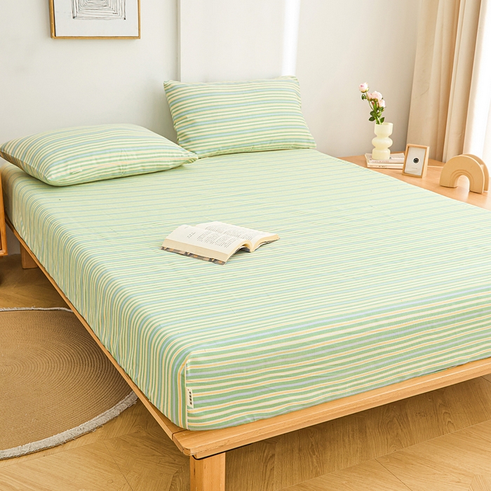 91家纺网 家纺一手货源 找家纺 首爱2025新款原棉老粗布床笠支持特殊规格定制 常年不断货 大批量供应  果绿条