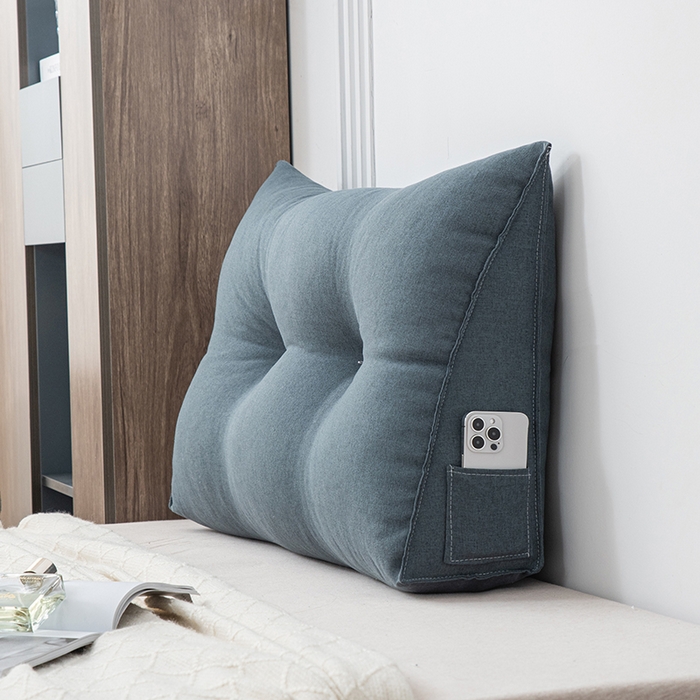 91家纺网 家纺一手货源 找家纺 美达人2025新款麻布珍珠棉三角靠背 亚麻单人 惜墨深灰