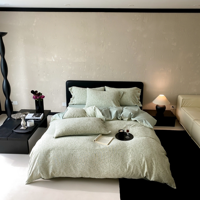 91家纺网 家纺一手货源 找家纺 旷野 2025新款全棉色织提花四件套 山野-绿