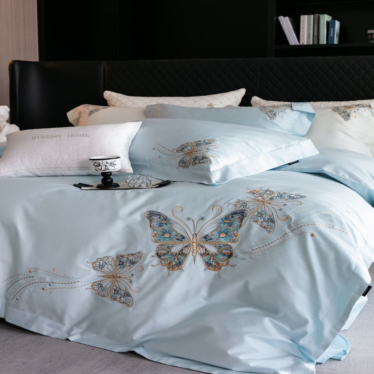 91家纺网 家纺一手货源 找家纺 馨蕊家居 2025年春夏新品100S高奢简约长绒棉系列—棉梦境 棉梦境-北卡蓝