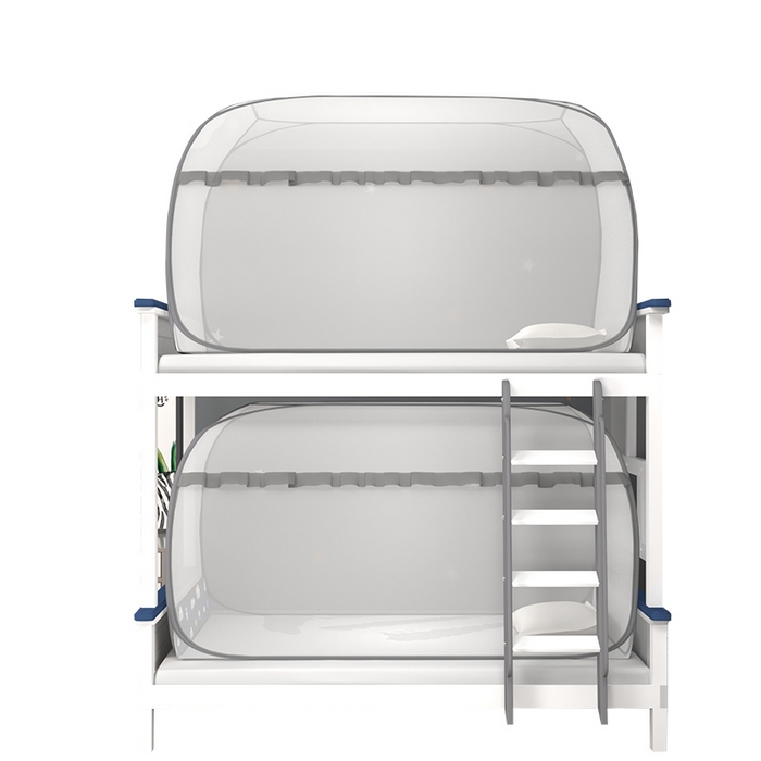 91家纺网 家纺一手货源 找家纺 青竹苑2025新款大顶学生蒙古包子母床魔术蚊帐 大顶加密灰