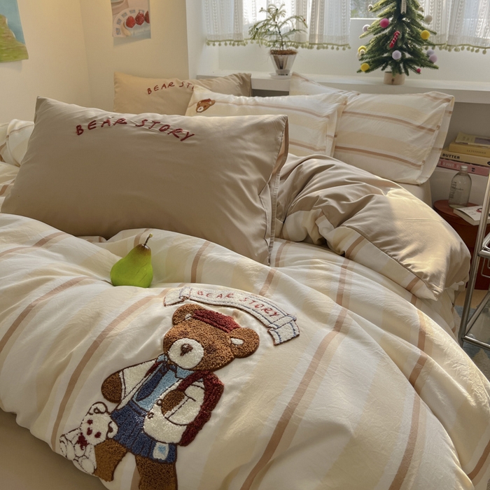 91家纺网 家纺一手货源 找家纺 桃心家居 2025新款A类亲肤舒适软糯云柔水洗棉印加绣卡通毛巾绣水洗棉系列 云柔水洗棉-印加绣英伦小熊