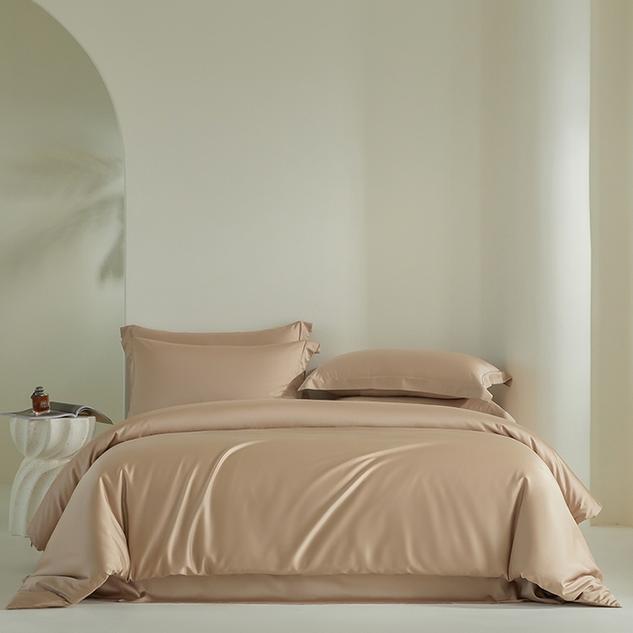 91家纺网 家纺一手货源 找家纺 618家纺 2025新款60SA类100支纯色系列进口兰精天丝四件套 香槟金