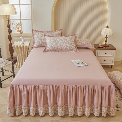 缦彩 【加微信送买家秀】2025年纯棉母婴级双层纱双拼公主风床裙 紫檀玫瑰