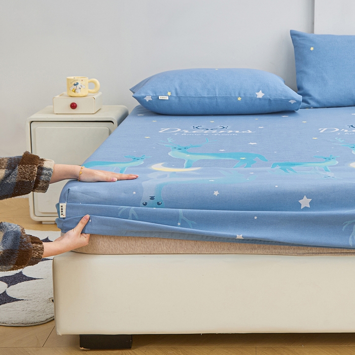 91家纺网 家纺一手货源 找家纺 首爱2025新款原棉老粗布床笠支持特殊规格定制 常年不断货 大批量供应  梦幻小鹿