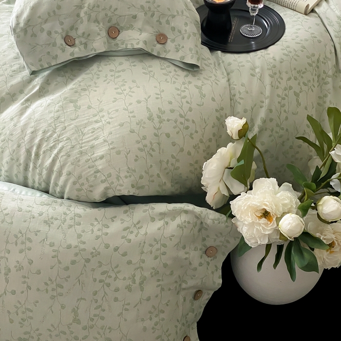 91家纺网 家纺一手货源 找家纺 旷野 2025新款全棉色织提花四件套 山野-绿