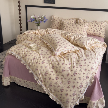 91家纺网 家纺一手货源 找家纺 （总）可思家纺2025新款可思-韩版双层纱四件套