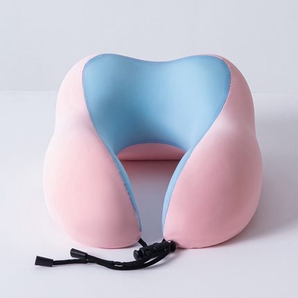 91家纺网 家纺一手货源 找家纺 2025新款U型记忆棉护颈枕 枕头枕芯 樱花粉/只22*29*13cm-简易包装款