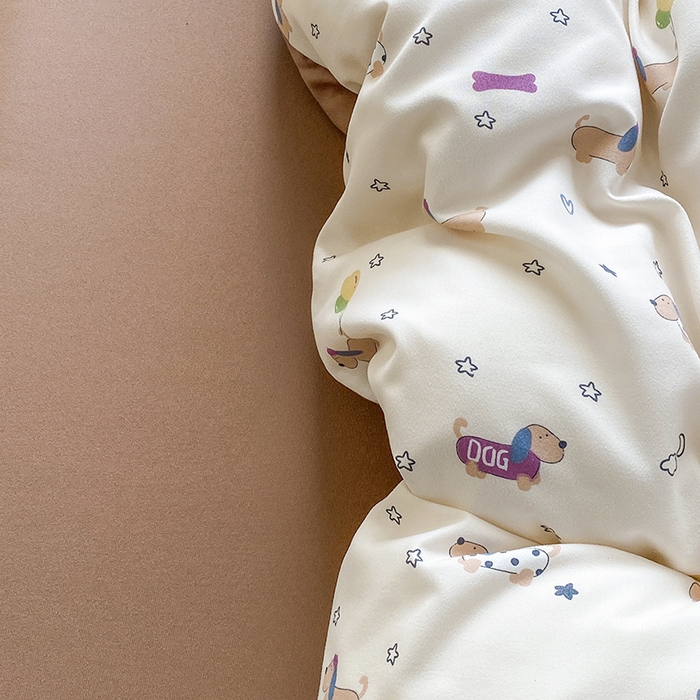 91家纺网 家纺一手货源 找家纺 富缦庭2025新款A类针织双层纱四件套花丛狗