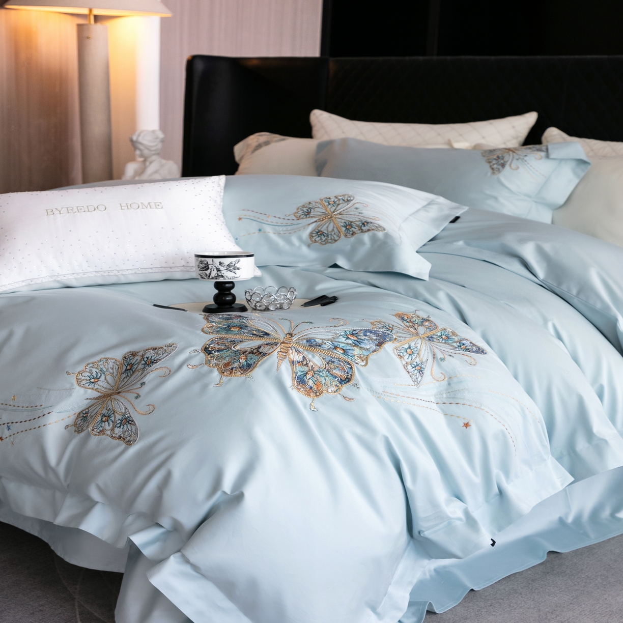 91家纺网 家纺一手货源 找家纺 馨蕊家居 2025年春夏新品100S高奢简约长绒棉系列—棉梦境 棉梦境-北卡蓝