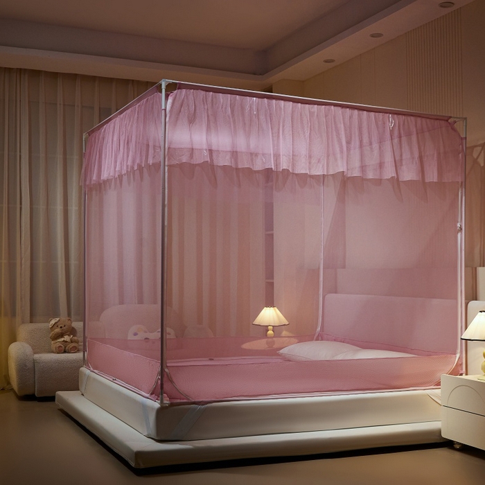 91家纺网 家纺一手货源 找家纺 卓尔居 2025绗绣编织防摔蚊帐-夏至 夏至-粉