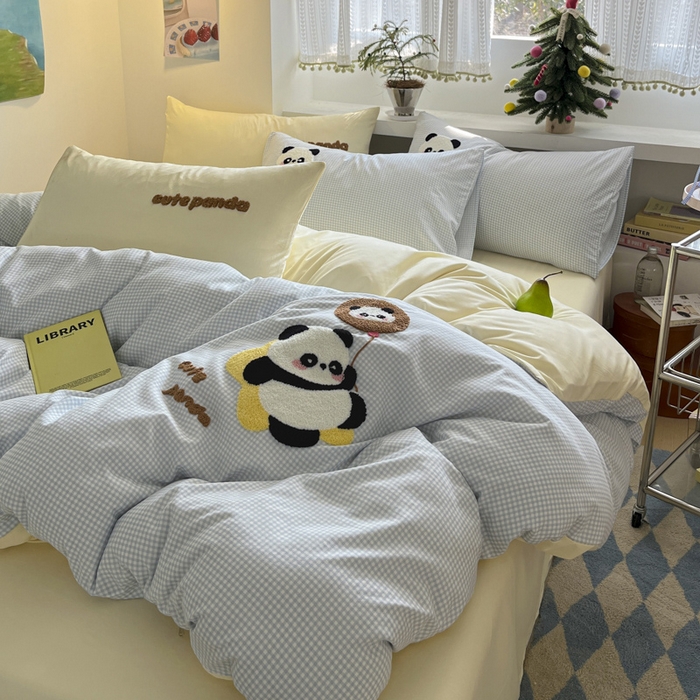 91家纺网 家纺一手货源 找家纺 桃心家居 2025新款A类亲肤舒适软糯云柔水洗棉印加绣卡通毛巾绣水洗棉系列 云柔水洗棉-印加绣萌萌熊猫