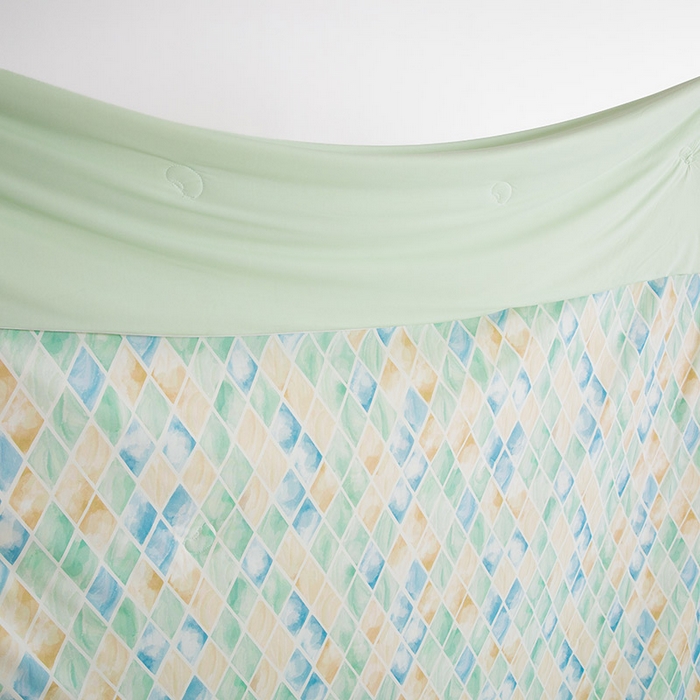 91家纺网 家纺一手货源 找家纺 睡棉坊2025新款数码印花高克重凉感丝夏凉被呱呱被10%大豆纤维填充带质检报告 媚格绿