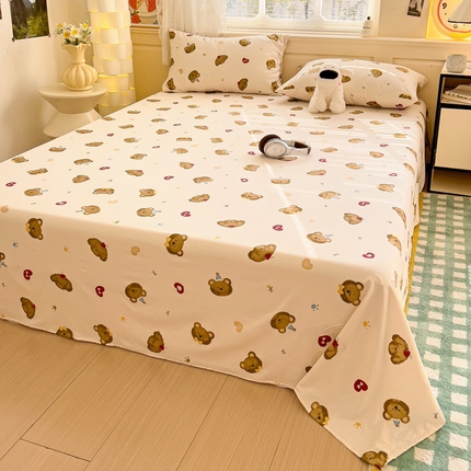 纽缦家纺 2025新款云感提花双层纱床单 奇妙小熊米