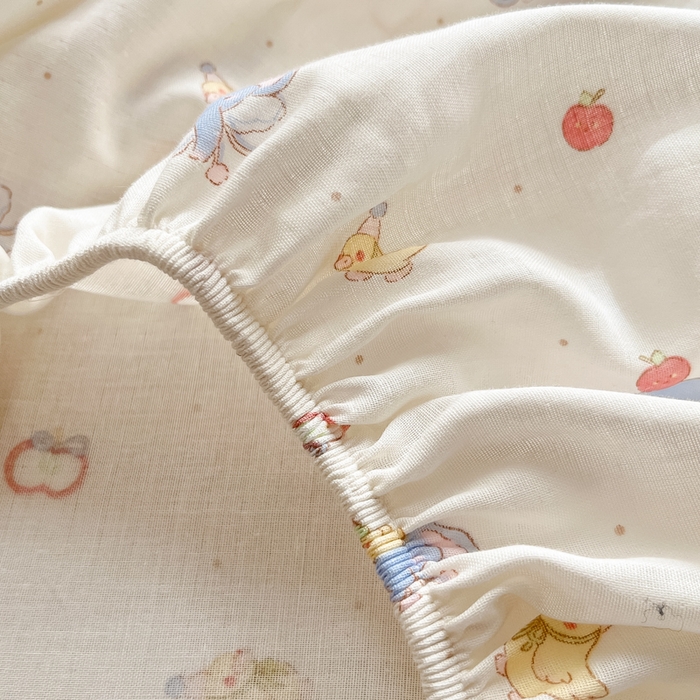 91家纺网 家纺一手货源 找家纺 博雅 2025新款全棉A类双层纱床笠 小象鸭