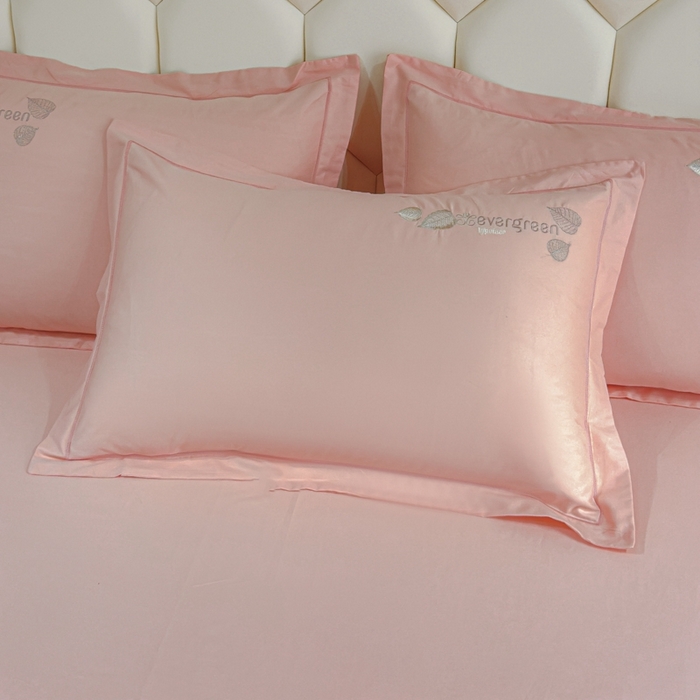 91家纺网 家纺一手货源 找家纺 U品汇  2025新款纯棉全棉长绒棉刺绣绣花高端礼盒四件套-叶夕 花晨叶夕-藕荷色