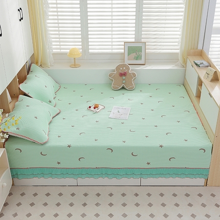 91家纺网 家纺一手货源 找家纺 手艺人2025新款亲肤舒适纯棉A类不防滑炕盖榻榻米炕垫AK01-AK06 AK02绿