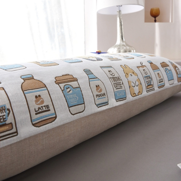 91家纺网 家纺一手货源 找家纺 爱港家纺 2025新款全棉纱布长枕套，双人 单人 情侣款纯棉枕套 百味人生