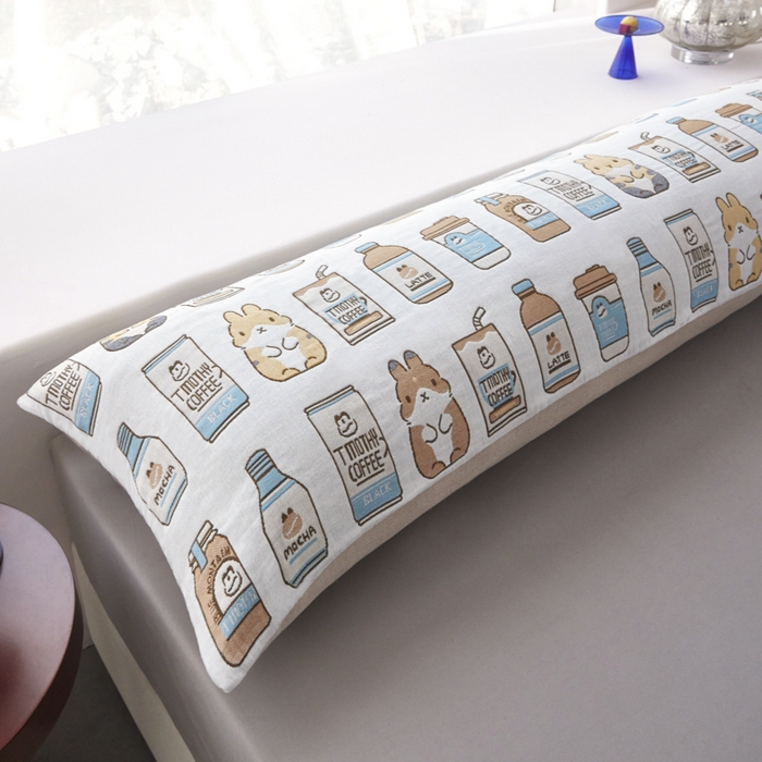 91家纺网 家纺一手货源 找家纺 爱港家纺 2025新款全棉纱布长枕套，双人 单人 情侣款纯棉枕套 百味人生