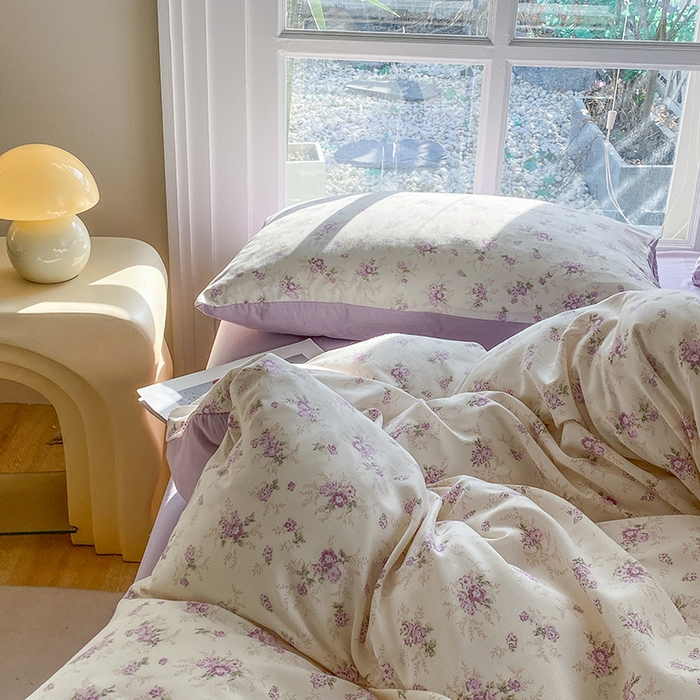 91家纺网 家纺一手货源 找家纺 富缦庭2025新款A类针织双层纱四件套春意花开