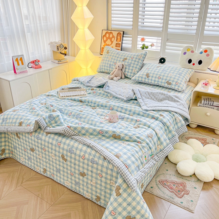 91家纺网 家纺一手货源 找家纺 雅萱家纺  2025新款全棉夏被套件 快乐狗