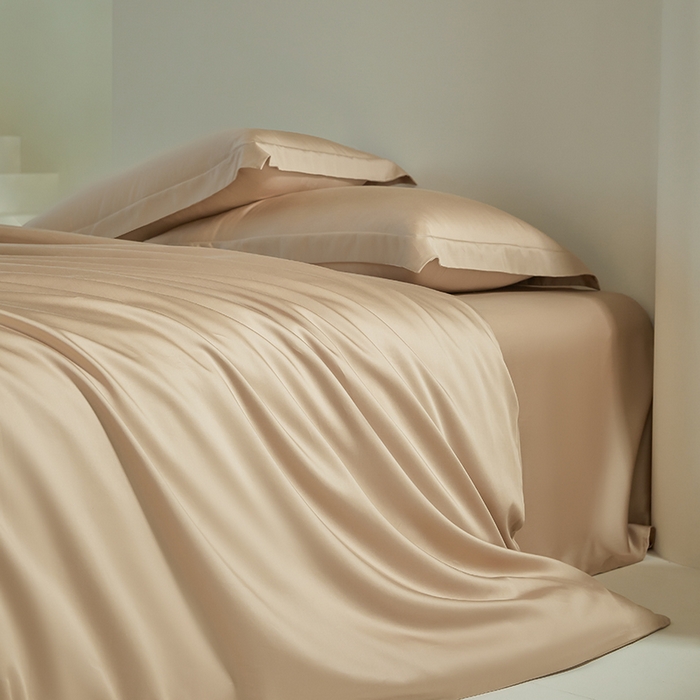 91家纺网 家纺一手货源 找家纺 618家纺 2025新款60SA类100支纯色系列进口兰精天丝四件套 香槟金