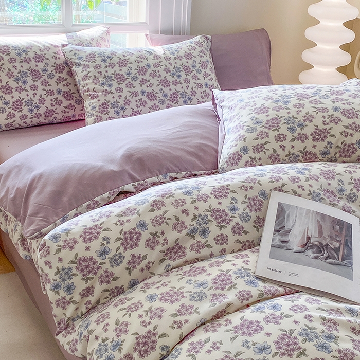 91家纺网 家纺一手货源 找家纺 富缦庭2025新款A类针织双层纱四件套淡烟弄晓