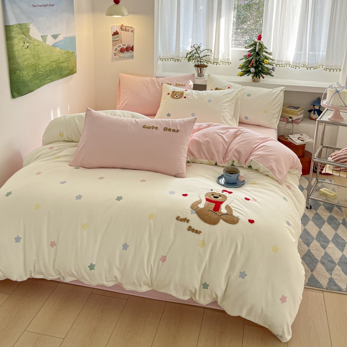 91家纺网 家纺一手货源 找家纺 桃心家居 2025新款A类亲肤舒适软糯云柔水洗棉印加绣卡通毛巾绣水洗棉系列 云柔水洗棉-印加绣猫咪熊