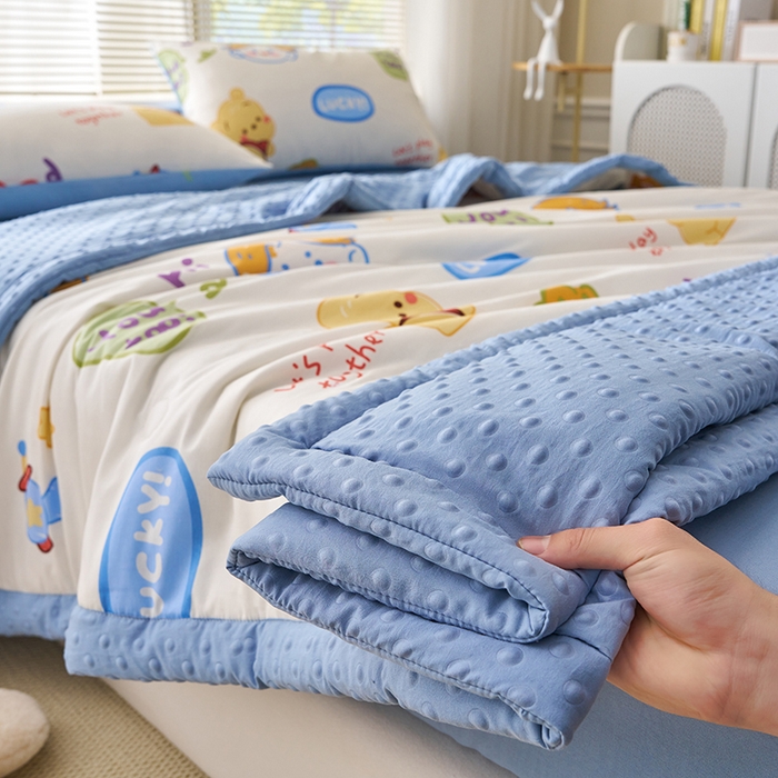 91家纺网 家纺一手货源 找家纺 暖阳 2025年新款纯棉豆豆夏被夏凉被被子被芯 豆豆-可爱甜心