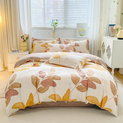 91家纺网 家纺一手货源 找家纺 直播2024新款斜纹磨毛印花四件套植物羊绒套件蒂诺情怀