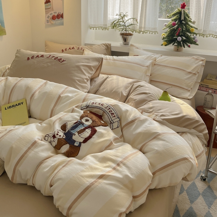 91家纺网 家纺一手货源 找家纺 桃心家居 2025新款A类亲肤舒适软糯云柔水洗棉印加绣卡通毛巾绣水洗棉系列 云柔水洗棉-印加绣英伦小熊