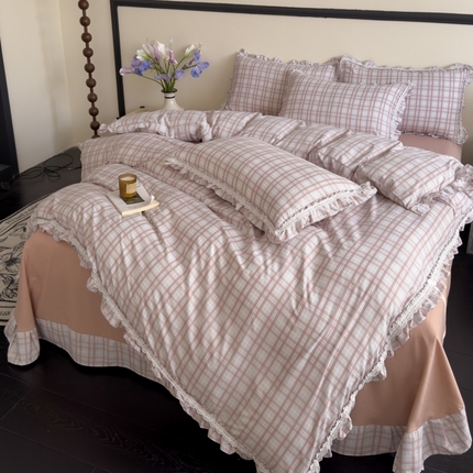 91家纺网 家纺一手货源 找家纺 可思家纺2025新款可思-韩版双层纱四件套 安琪