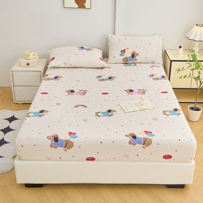 91家纺网 家纺一手货源 找家纺 首爱2025新款原棉老粗布床笠支持特殊规格定制 常年不断货 大批量供应  腊肠小狗