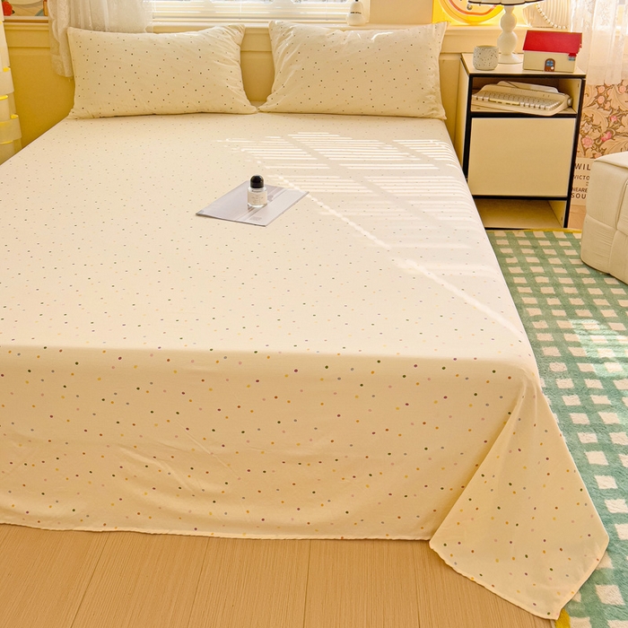 91家纺网 家纺一手货源 找家纺 纽缦家纺 2025新款云感提花双层纱床单 波点世界