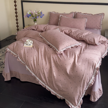 91家纺网 家纺一手货源 找家纺 （总）可思家纺2025新款可思-韩版双层纱四件套