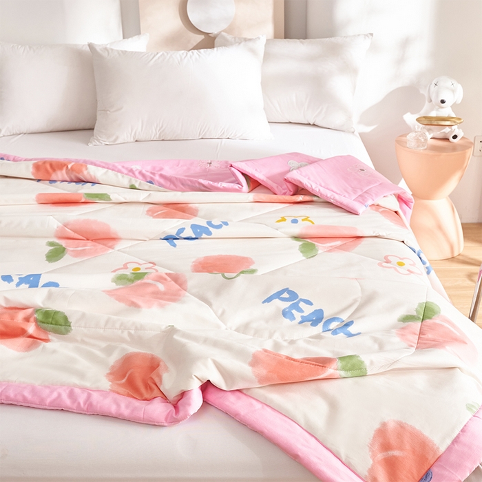 91家纺网 家纺一手货源 找家纺 羽梦家纺2025新款新疆棉花全棉夏凉被 水蜜桃