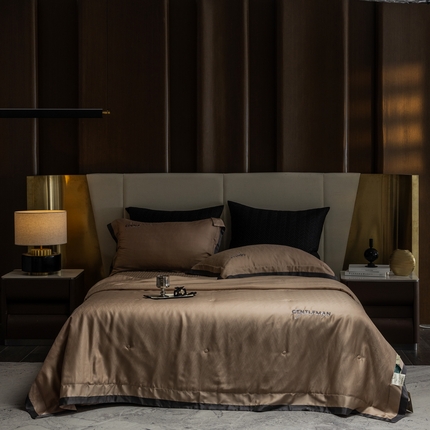 91家纺网 家纺一手货源 找家纺 （总）时亿家居  2025新款80天丝提花床盖款夏被四件套 -晓雅系列