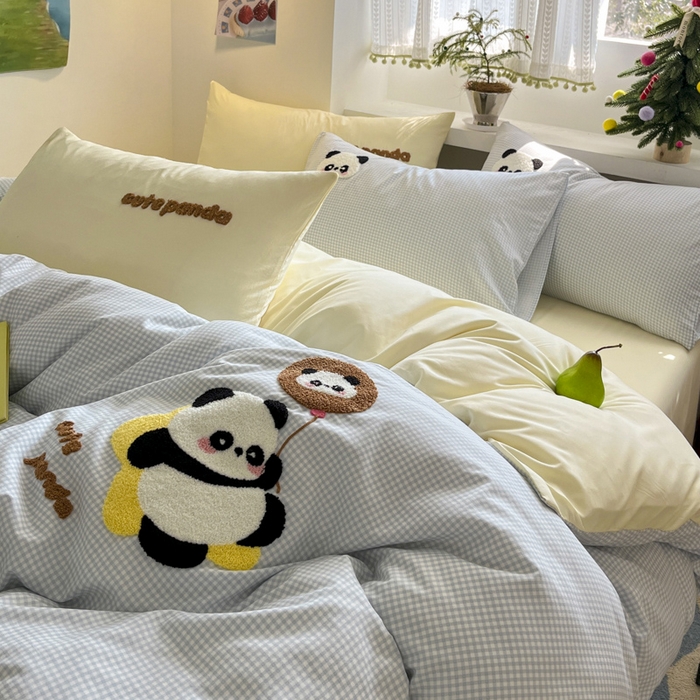 91家纺网 家纺一手货源 找家纺 桃心家居 2025新款A类亲肤舒适软糯云柔水洗棉印加绣卡通毛巾绣水洗棉系列 云柔水洗棉-印加绣萌萌熊猫